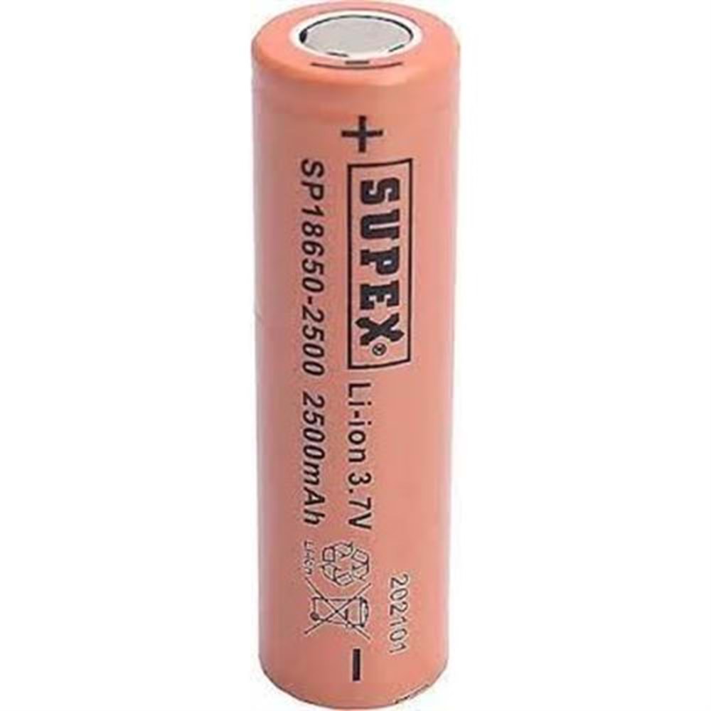 22066 18650-2500 3.7V 2500mAh Düz Kafa LI-ION Pil