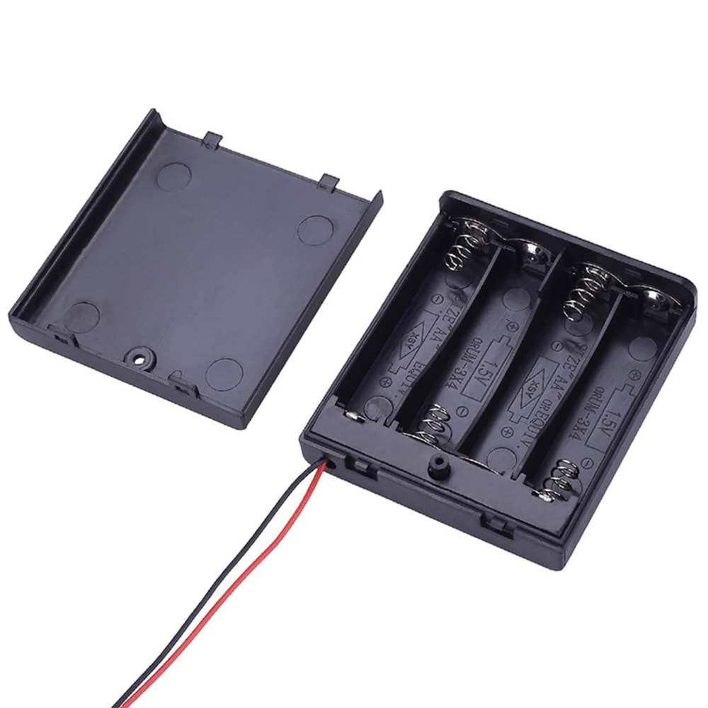 IC-233F 4'lü AA Kapaklı Anahtarlı Pil Yuvası 23564