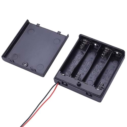 IC-233F 4'lü AA Kapaklı Anahtarlı Pil Yuvası 23564