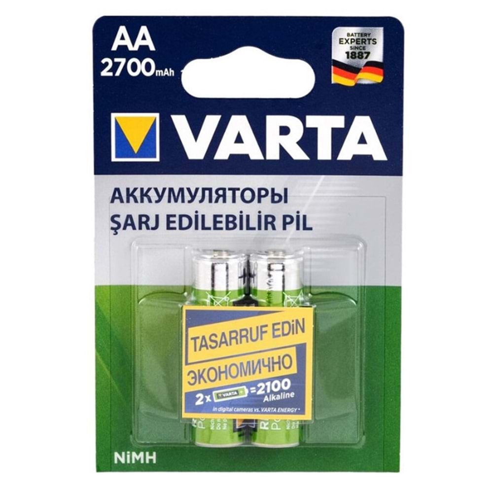 9532 5706 1.2V 2700 mAh Şarjlı AA Kalem Pil (2'li Paket)