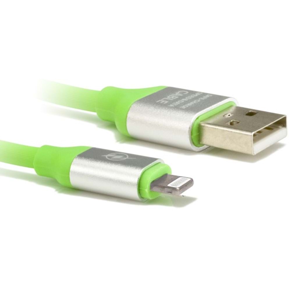 Iphone Şarj-Data Kablosu - Yeşil