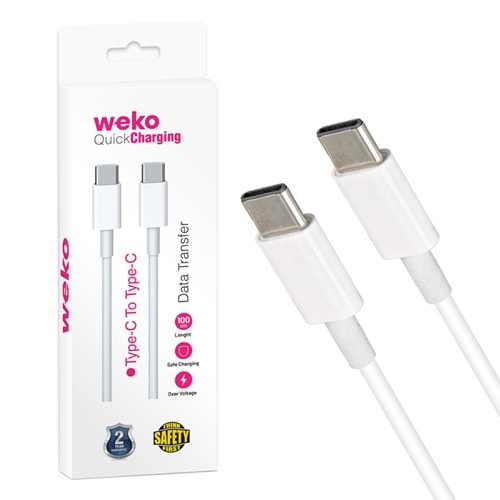 WK-21444 TYPE-C TO TYPE-C 1 METRE BEYAZ ŞARJ KABLOSU
