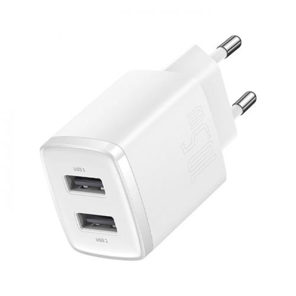 Compact Dual USB Çıkışlı 10.5W Hızlı Şarj Cihazı Beyaz