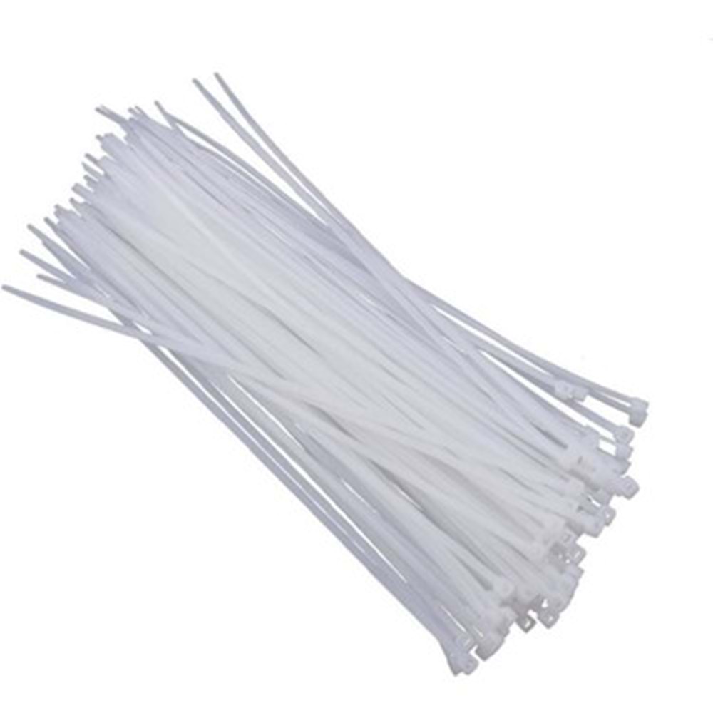 3.6*250mm Plastik Cırt Kelepçe 100'lü Beyaz