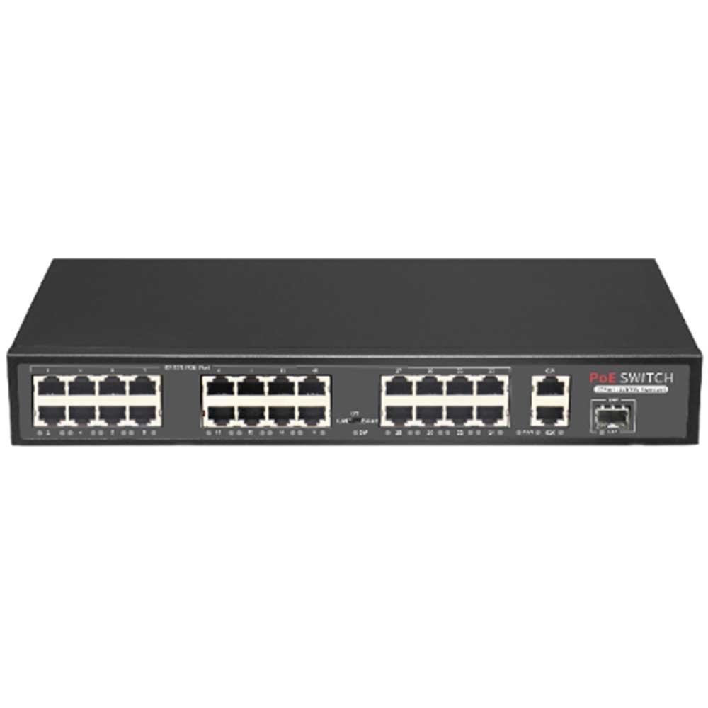 Promes PR-P24MX 24 PORT X 10/100M Poe Switch 24 x 10/100M RJ45 PoE port +2 Uplink RJ45 Gigabit + 1 SFP Gigabit