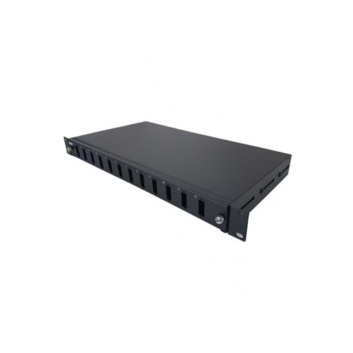 12 Port SC DX Fiber Optik Rack Tipi Hareketli Siyah Panel Boş