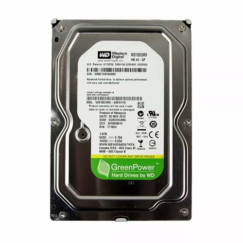 1TB WD10EURX 7200RPM 7/24 GÜVENLİK HARDDİSK