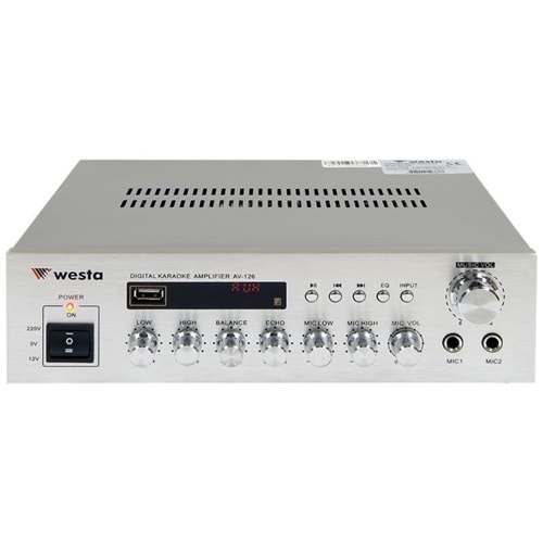 AV-126 STEREO ANFİ, USB, LCD EKRAN 2X100W220/12V
