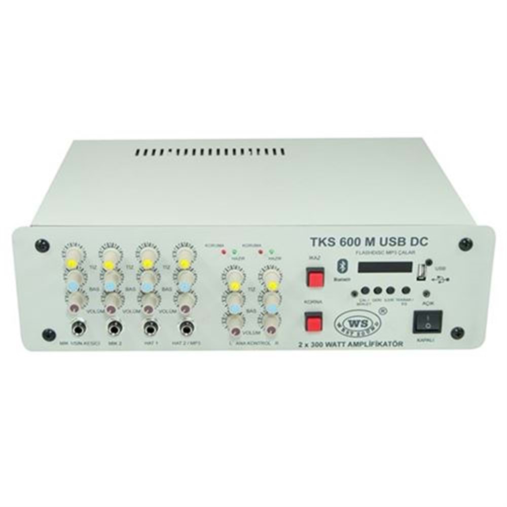 TKS 600 M USB DC 12V/24V 2x300 Watt 8ohm Mixer Amfi