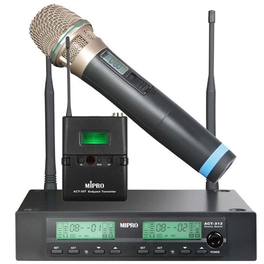 ACT 312 Telsiz Mikrofon Seti UHF - El+Yaka Mikrofon