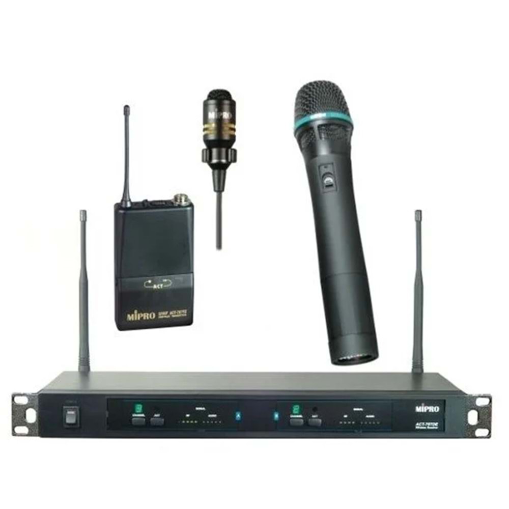 ACT 707 DE Telsiz Mikrofon Seti UHF - El+Yaka Mikrofon