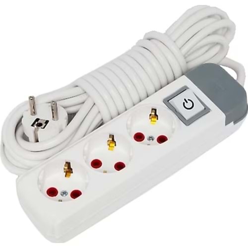 AU32A Üçlü Topraklı Priz Anahtarlı 2 Metre