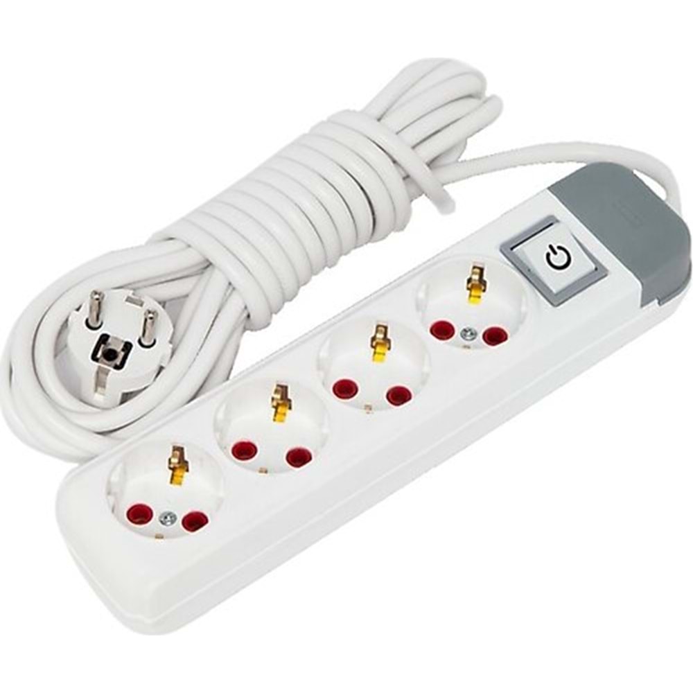 AU42A Dörtlü Topraklı Priz Anahtarlı 2 Metre