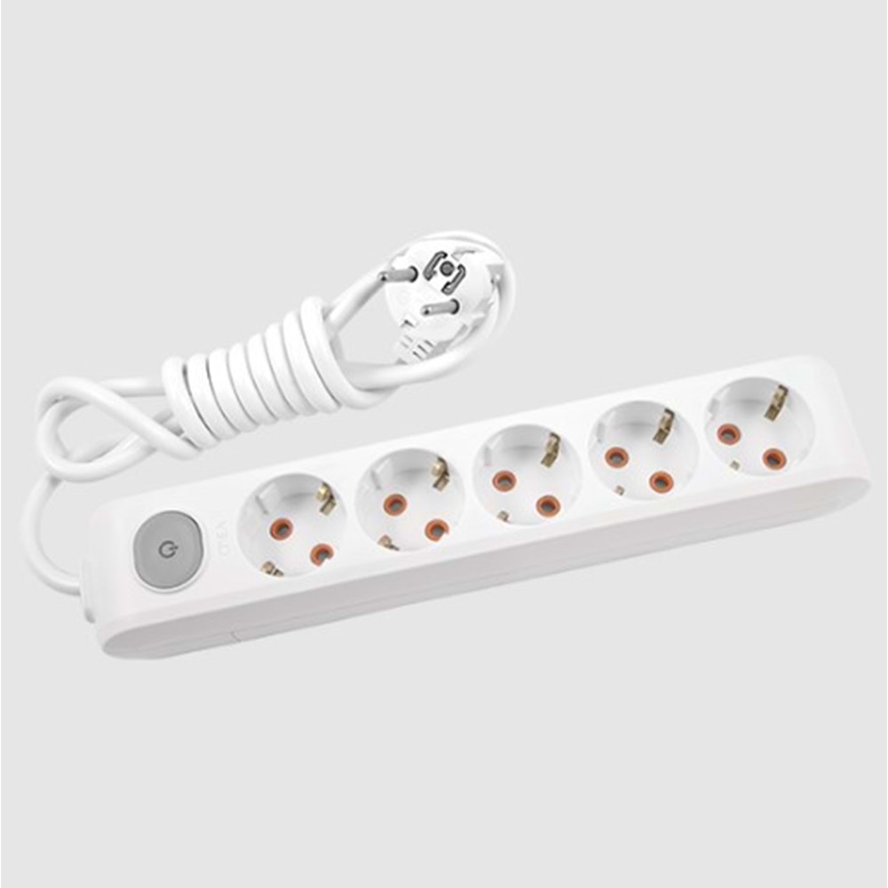 AU55A Beşli Topraklı Priz Anahtarlı 5 Metre