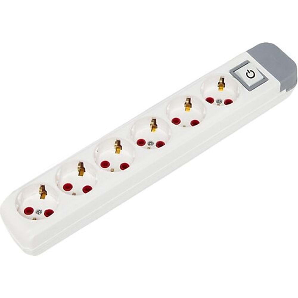 AU60A Altılı Topraklı Priz Anahtarlı Klemensli