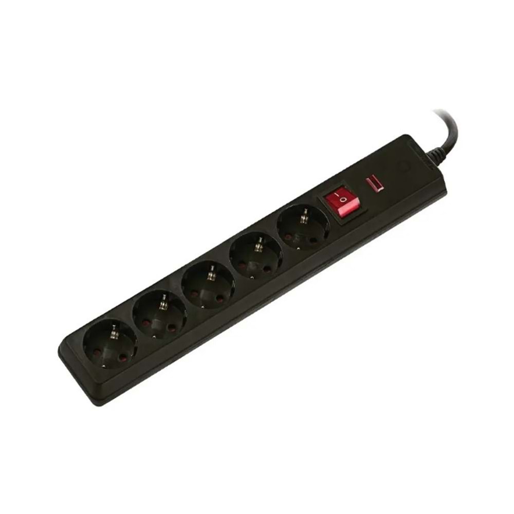 SP-411 1.5mt 5'li Akım Korumalı Priz - Siyah