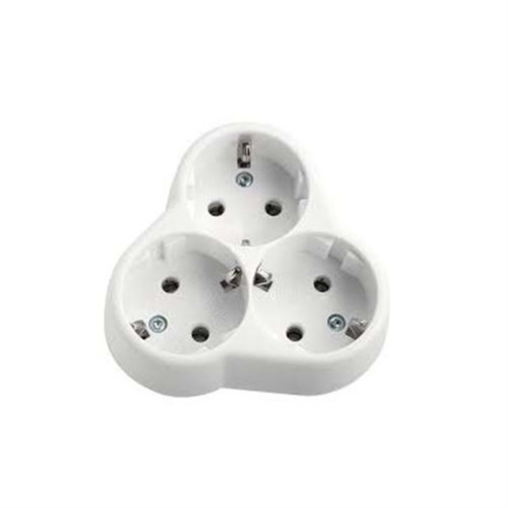 Yonca 3'lü Golyat Grup Priz Beyaz