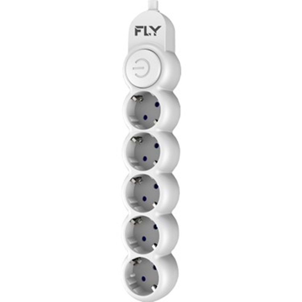 Fly 3394-01 Termal Akım Korumalı 5'Lİ 2mt Beyaz