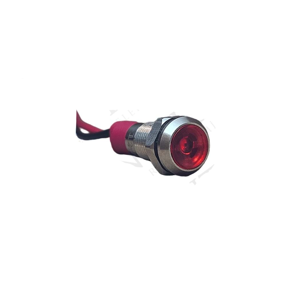 D6S-R Metal 6mm 12-24V Kablolu Sinyal Lambası