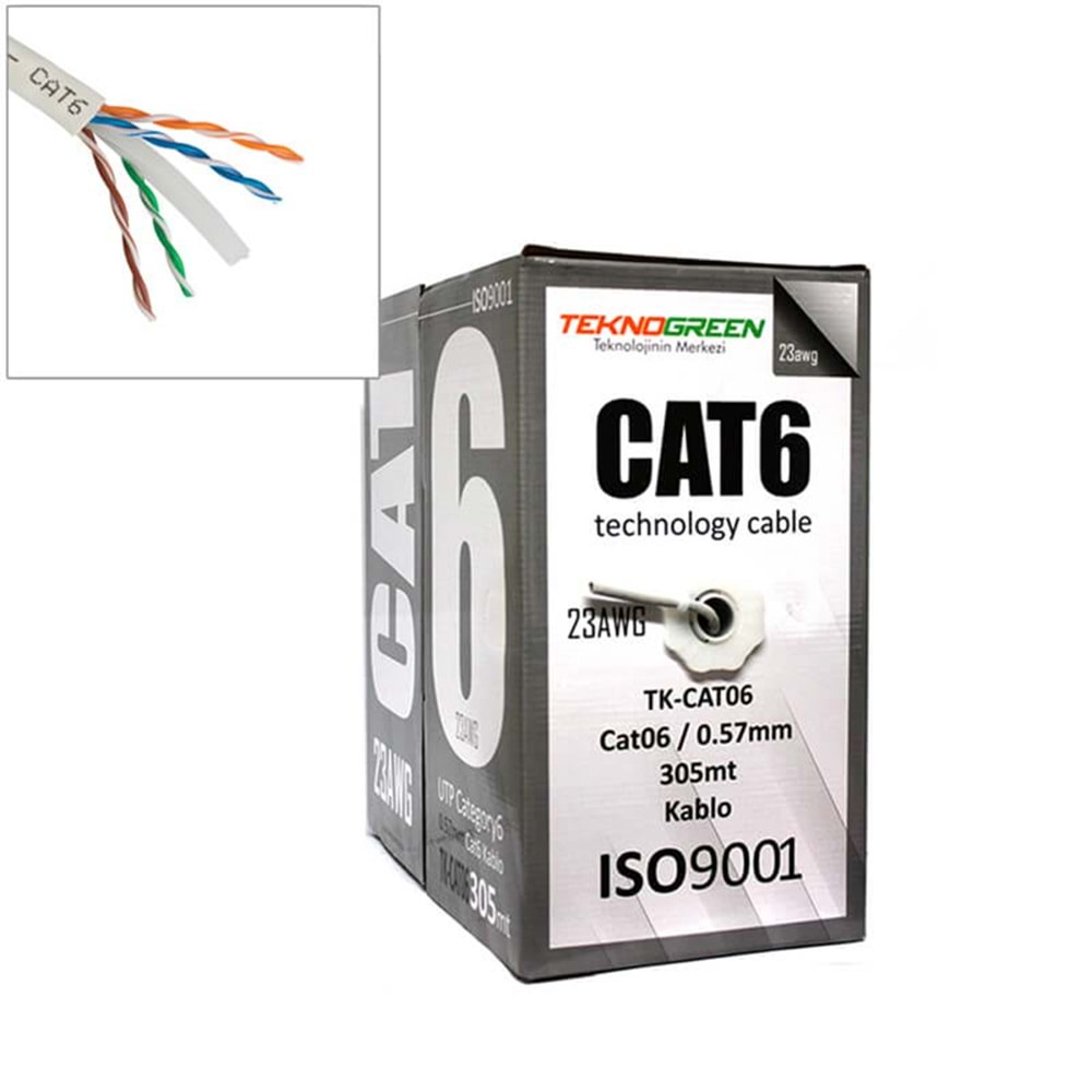 TK-CAT06 305m Cat6 0.57mm CCA Kablo ( Gri )