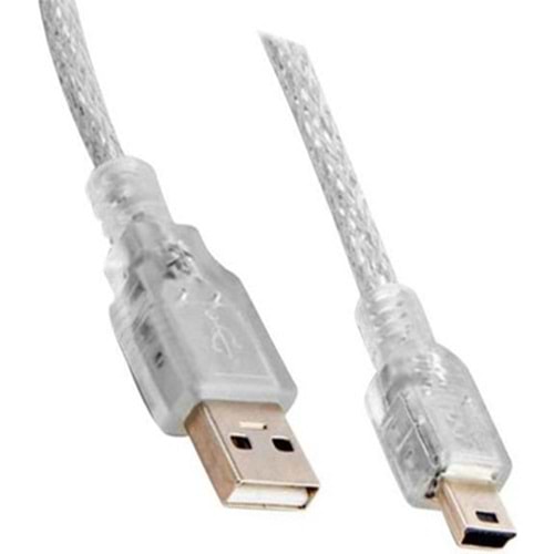 18612 USB 2.0 3m Şeffaf Mini 5 Pin Kablo