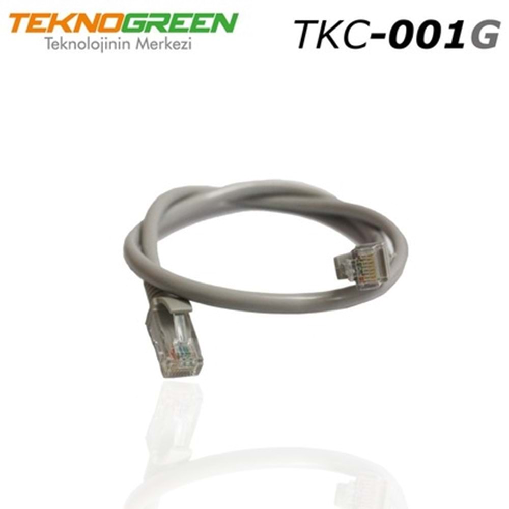 TKC-001G 1m. Cat6 Kablo Gri