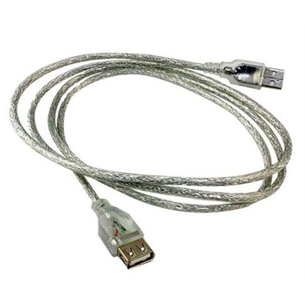 PM-1313 Usb Erkek-Dişi 3 Metre Şeffaf Uzatma Kablosu