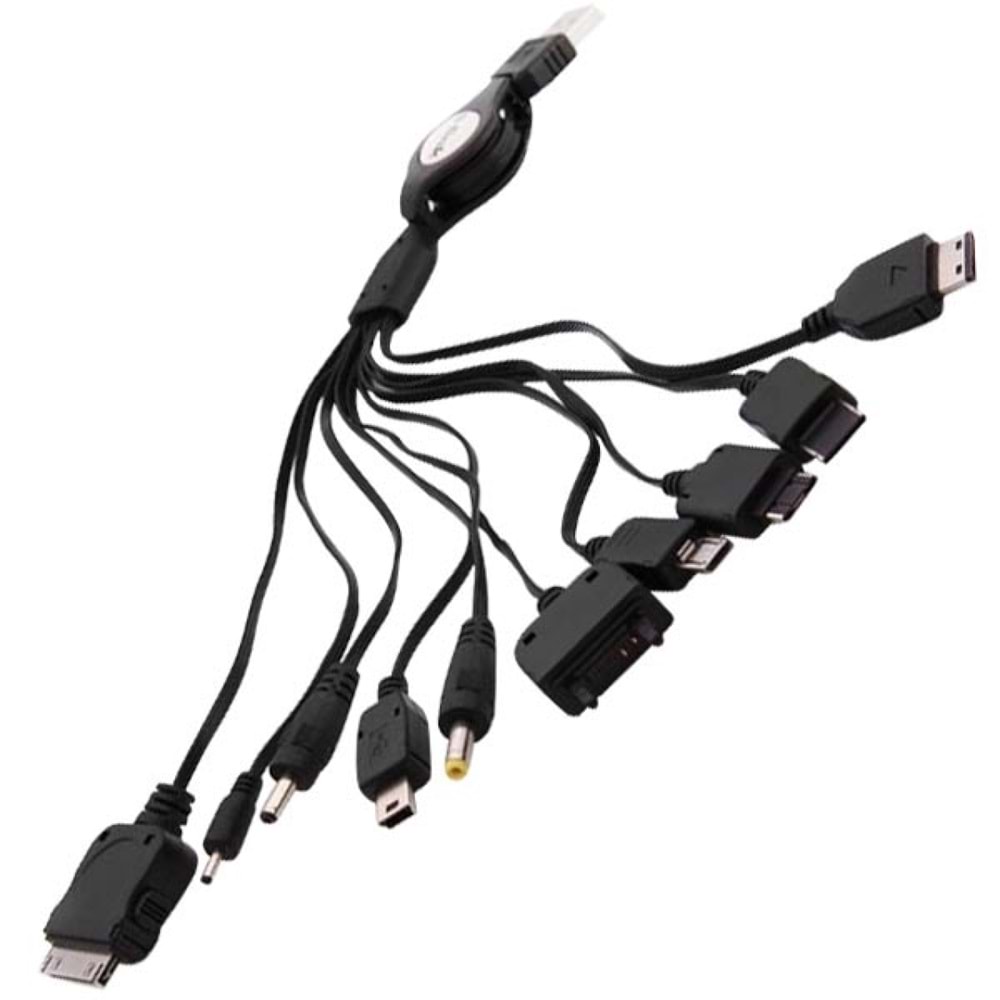 NRT-690 USB Adaptörlü-Çakmak Fişli 10 Uçlu Set Şarj